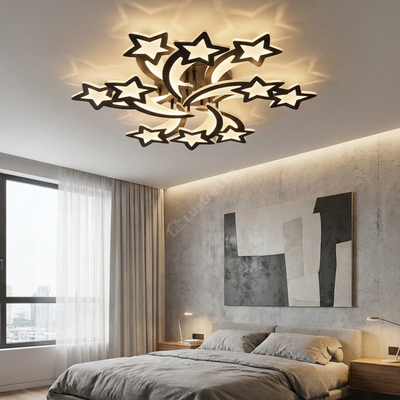 Lustra LED STAR Gigant Black Echivalent 800W Telecomanda