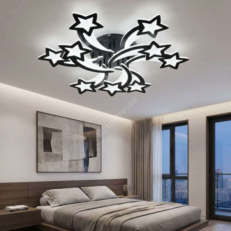 Lustra LED STAR Gigant Black Echivalent 800W Telecomanda