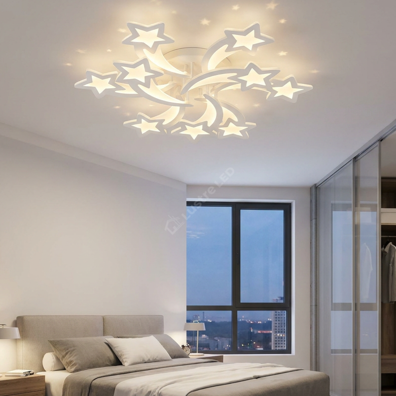 Lustra LED STAR Gigant White Echivalent 800W Telecomanda