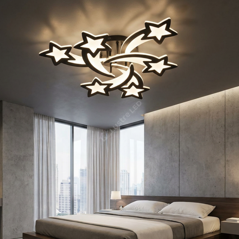 Lustra LED STAR Grande Black Echivalent 600W Telecomanda