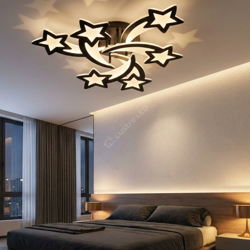 Lustra LED STAR Grande Black Echivalent 600W Telecomanda