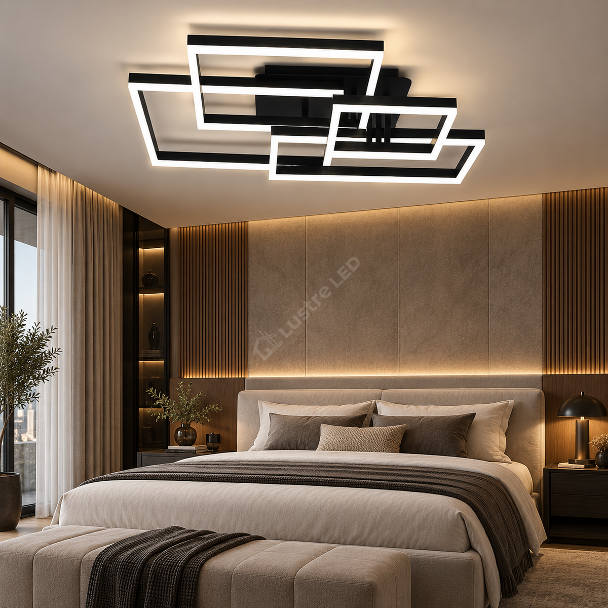 Lustra LED Straight Angles Black Echivalent 800W Telecomanda