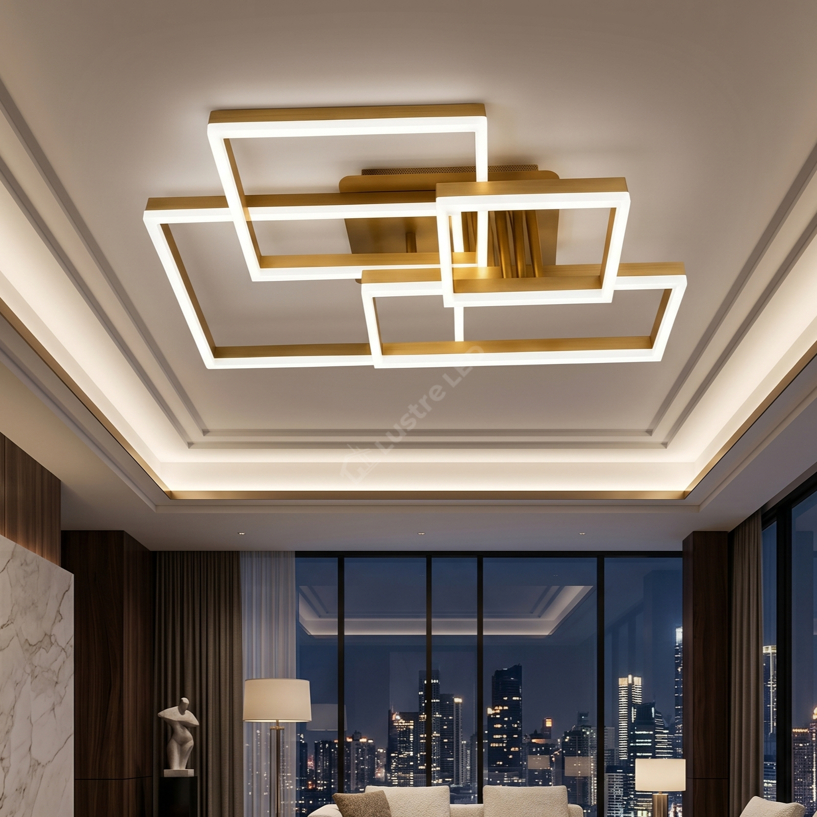 Lustra LED Straight Angles Gold Echivalent 800W Telecomanda