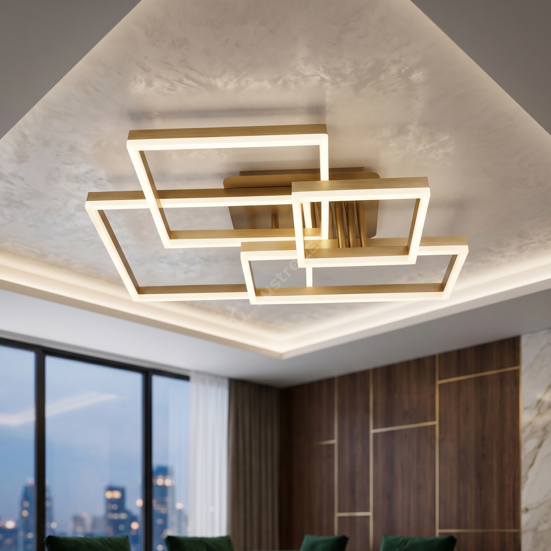 Lustra LED Straight Angles Gold Echivalent 800W Telecomanda