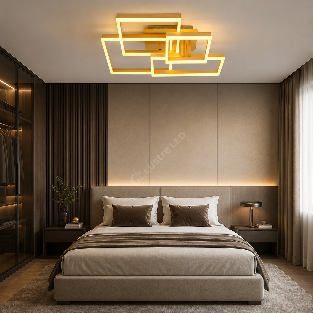 Lustra LED Straight Angles Gold Echivalent 800W Telecomanda
