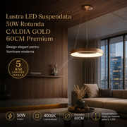 Lustra LED Suspendata 50W Rotunda CALDIA GOLD 60CM Premium
