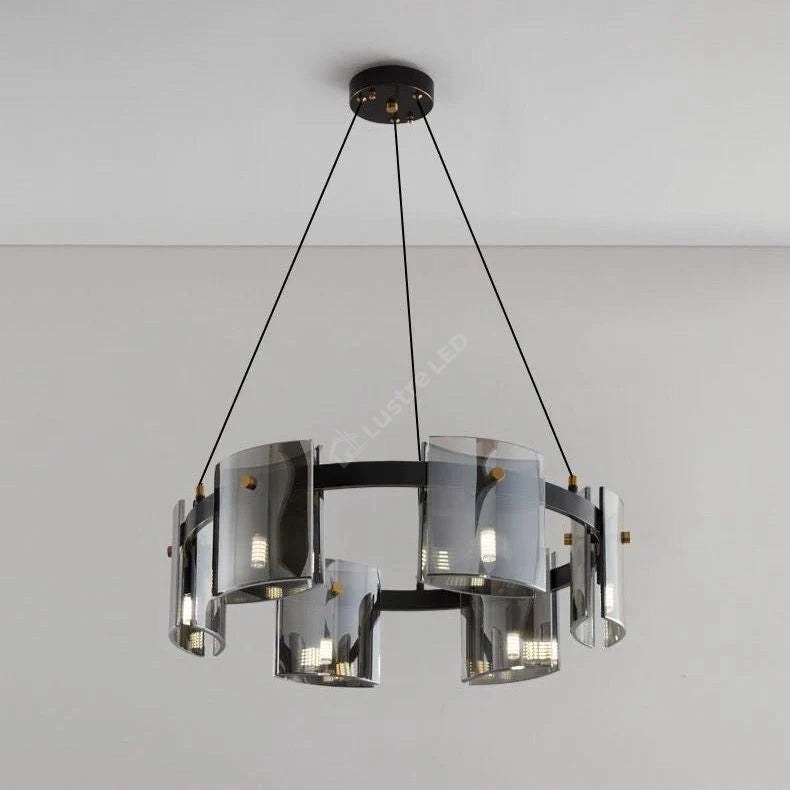 Lustra LED G9X6 Modern Black Glass NEAGRA / SUSPENDATE Lighting Fixtures