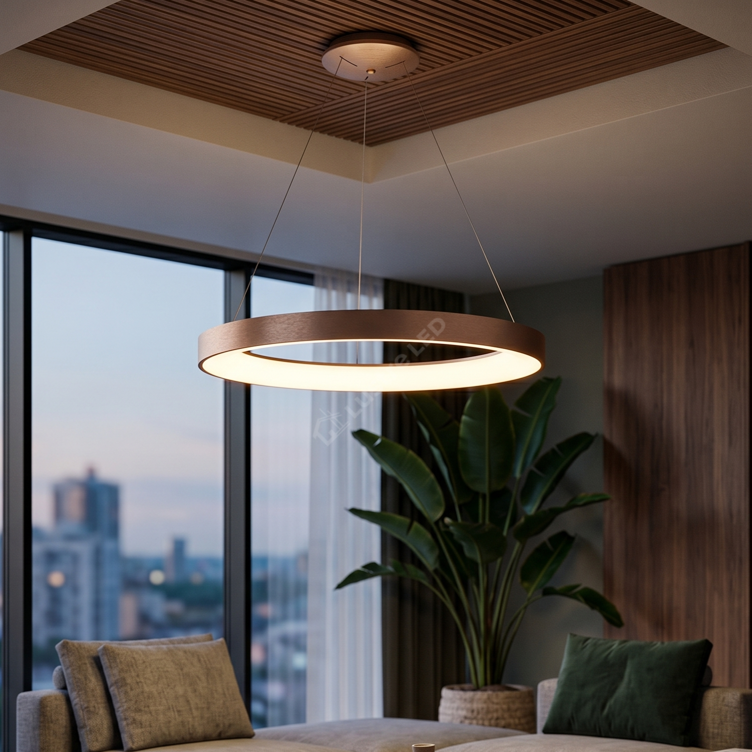 Lustra LED Suspendata 80W Rotunda CALDIA GOLD 80CM Premium
