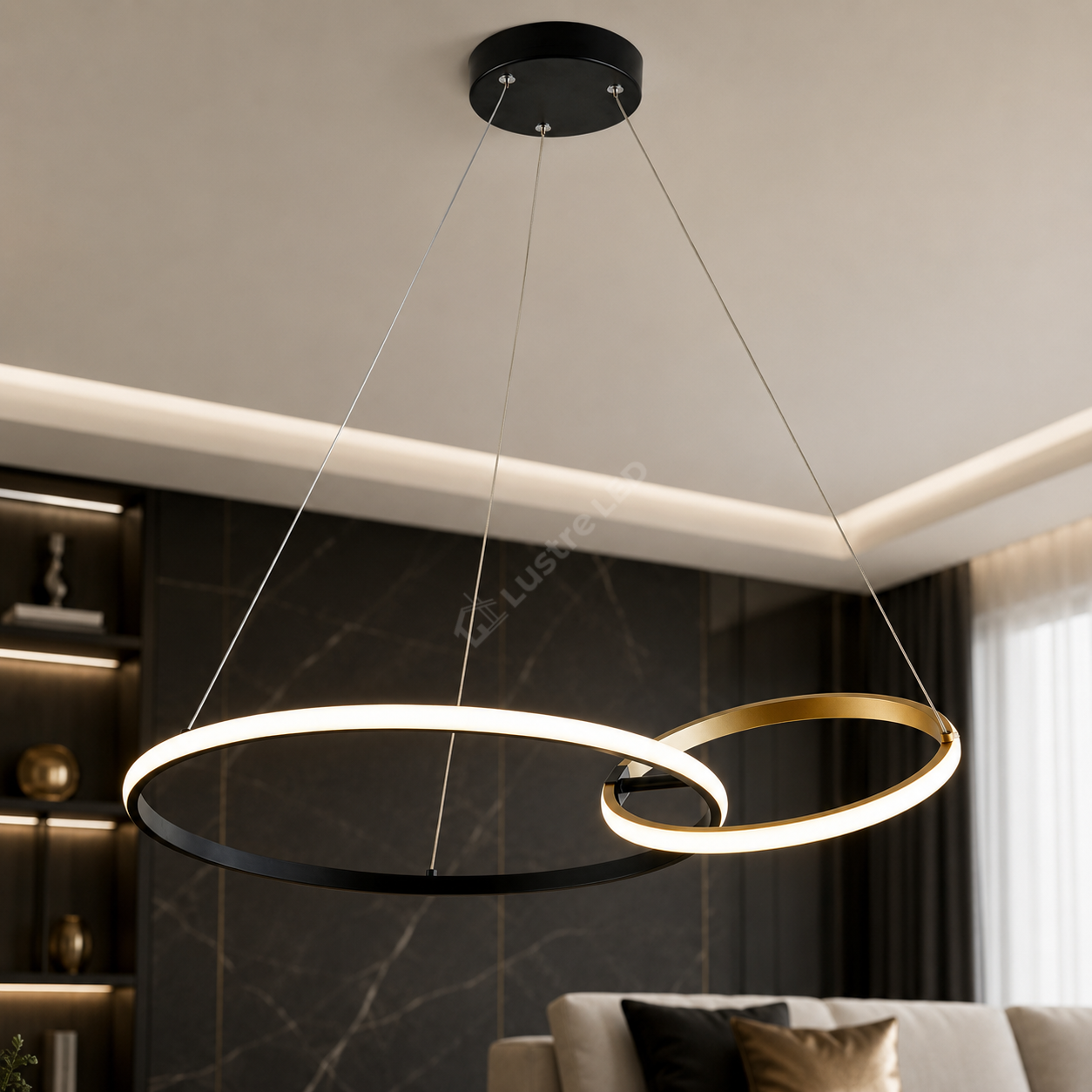 Lustra LED Suspendata ALLACCIO Black Gold 64CM Echivalent 150W
