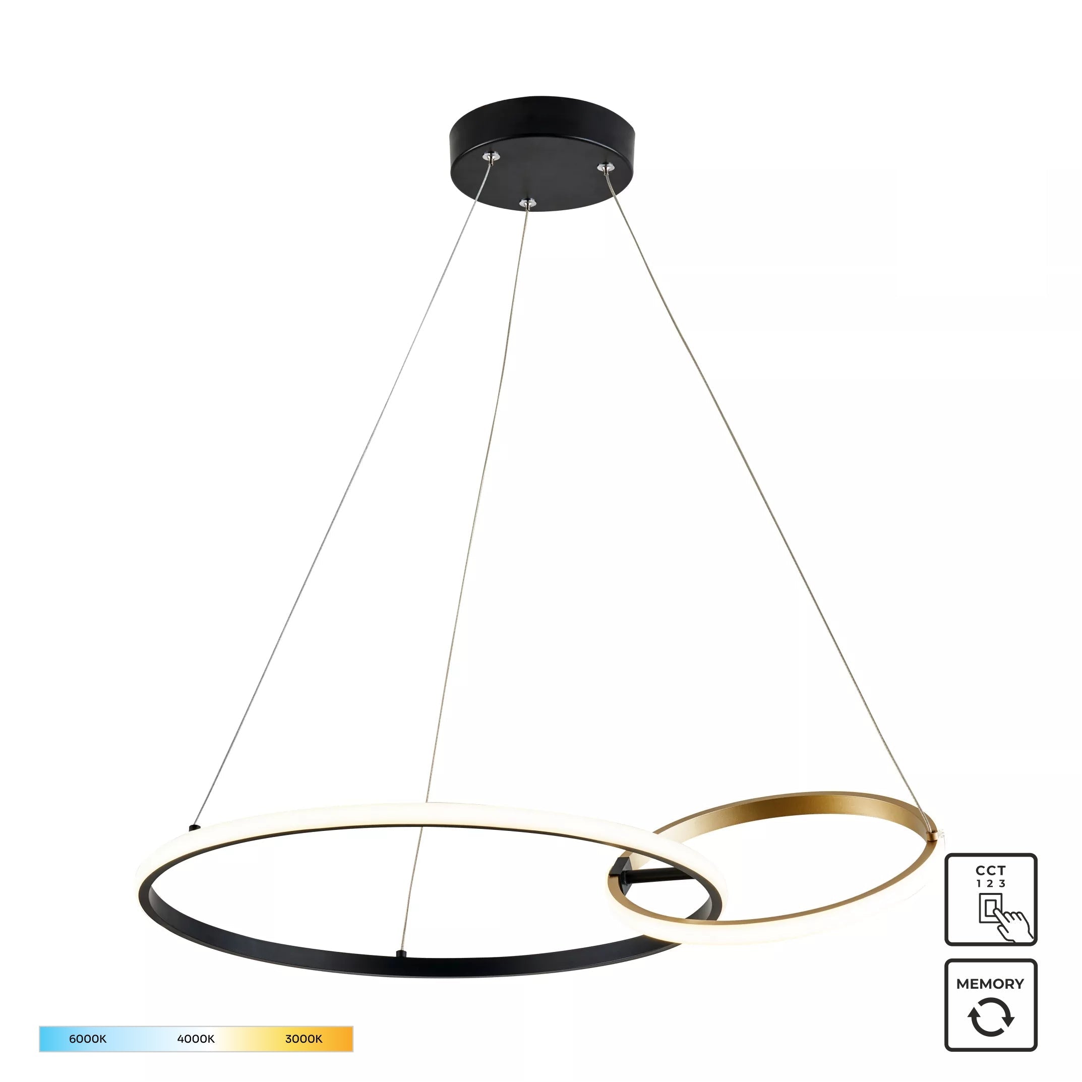 Lustra LED Suspendata ALLACCIO Black Gold 64CM Echivalent 150W