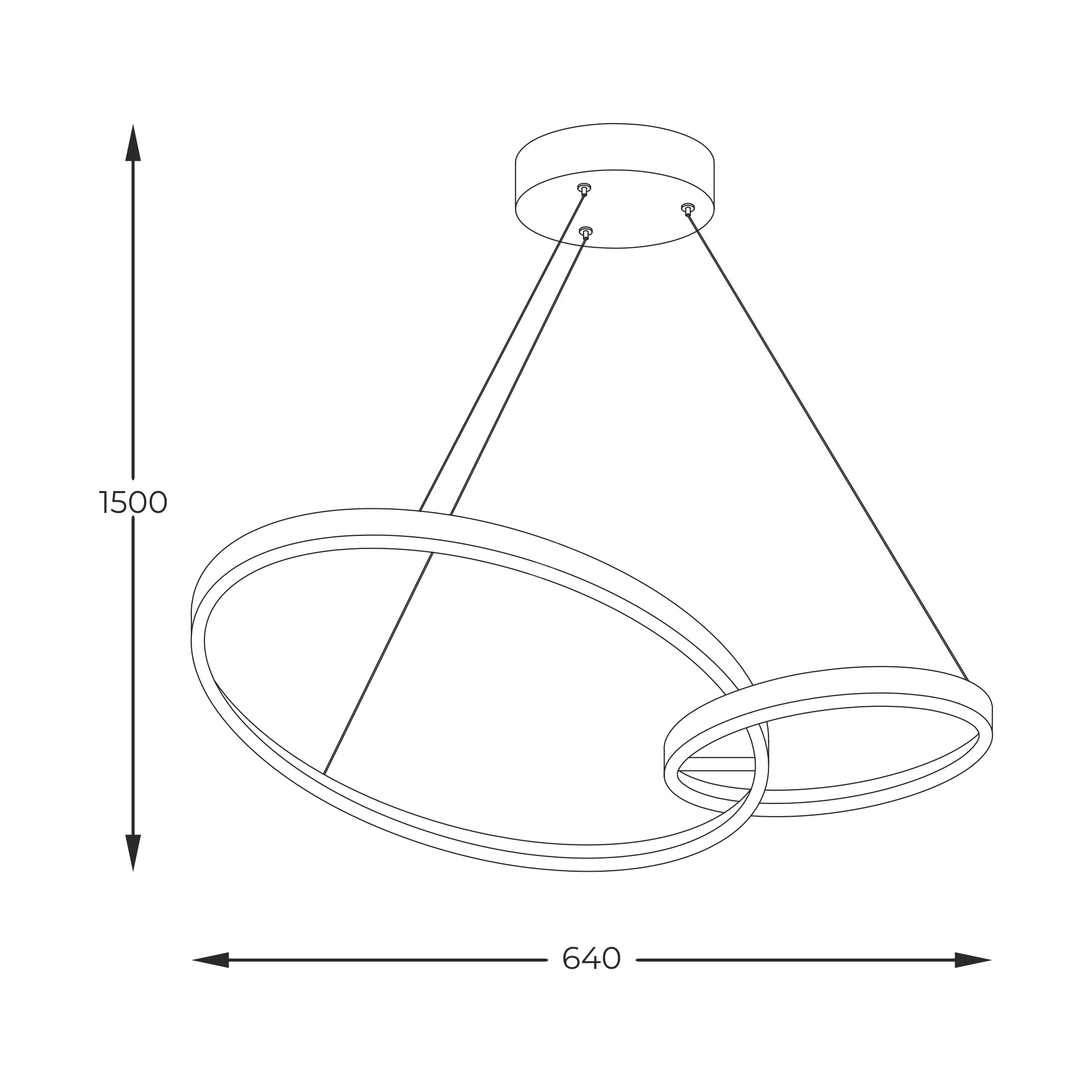 Lustra LED Suspendata ALLACCIO Black Gold 64CM Echivalent 150W