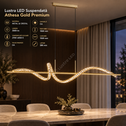 Lustra LED Suspendata Athesa Crystal Gold Line Premium Echivalent 300W Telecomanda