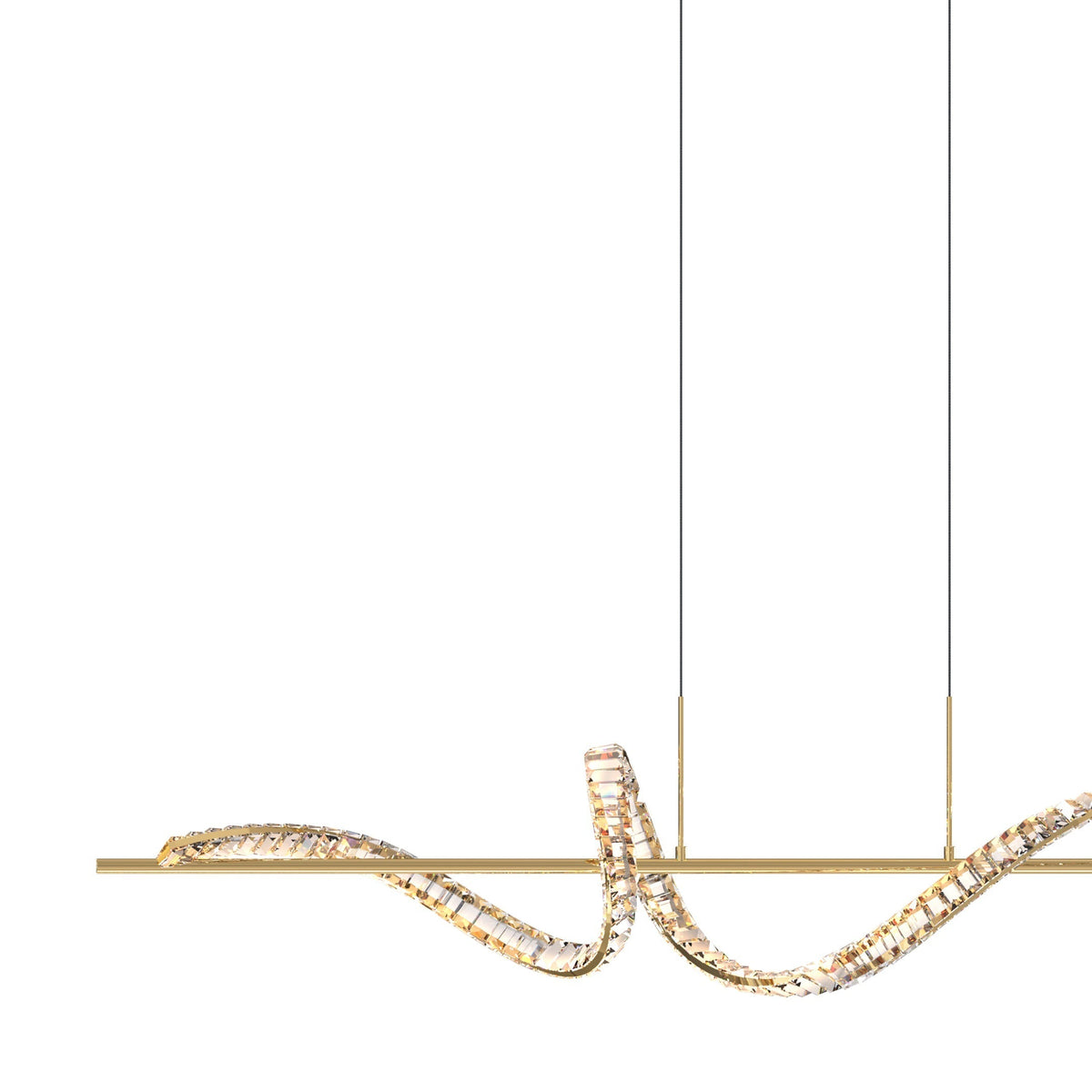 Lustra LED Suspendata Athesa Crystal Gold Line Premium Echivalent 300W Telecomanda