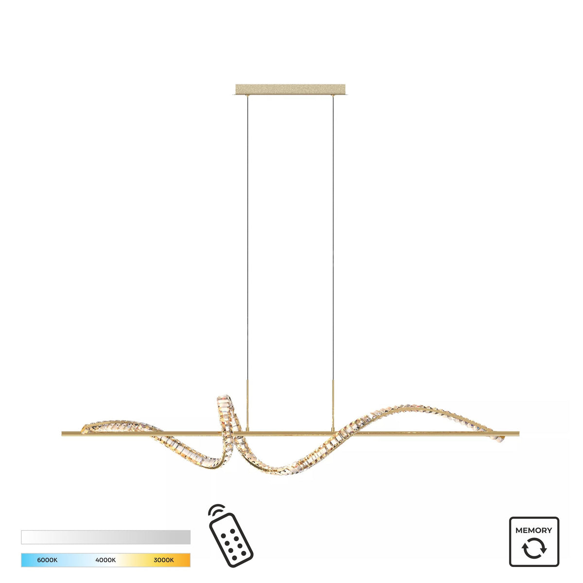 Lustra LED Suspendata Athesa Crystal Gold Line Premium Echivalent 300W Telecomanda