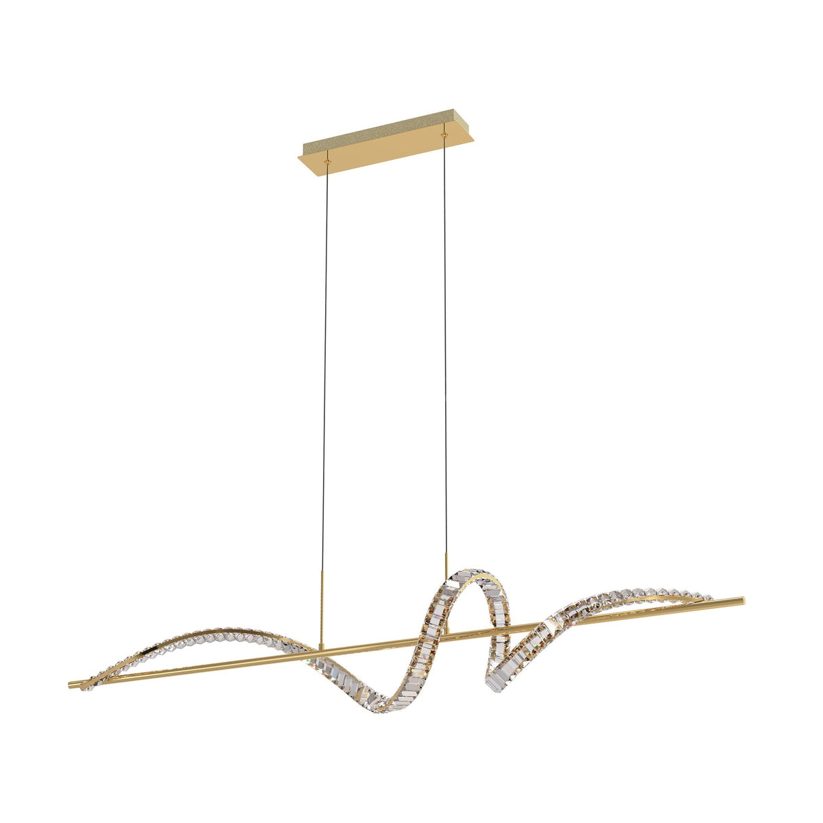 Lustra LED Suspendata Athesa Crystal Gold Line Premium Echivalent 300W Telecomanda