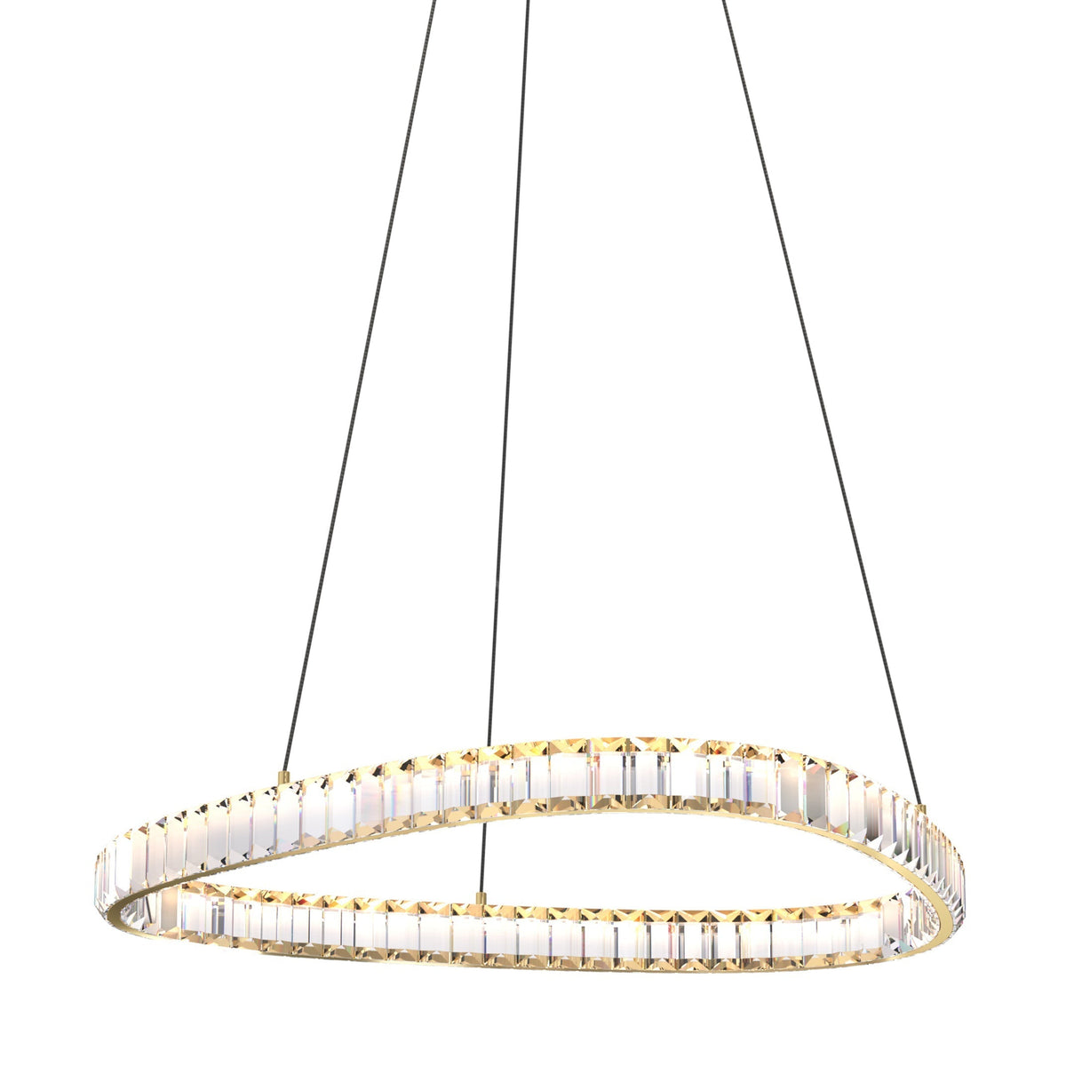Lustra LED Suspendata Athesa Crystal Gold Premium Echivalent 300W Telecomanda