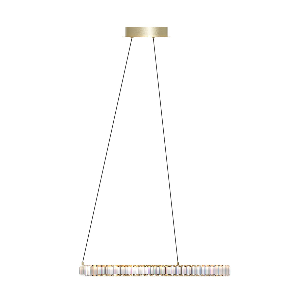 Lustra LED Suspendata Athesa Crystal Gold Premium Echivalent 300W Telecomanda