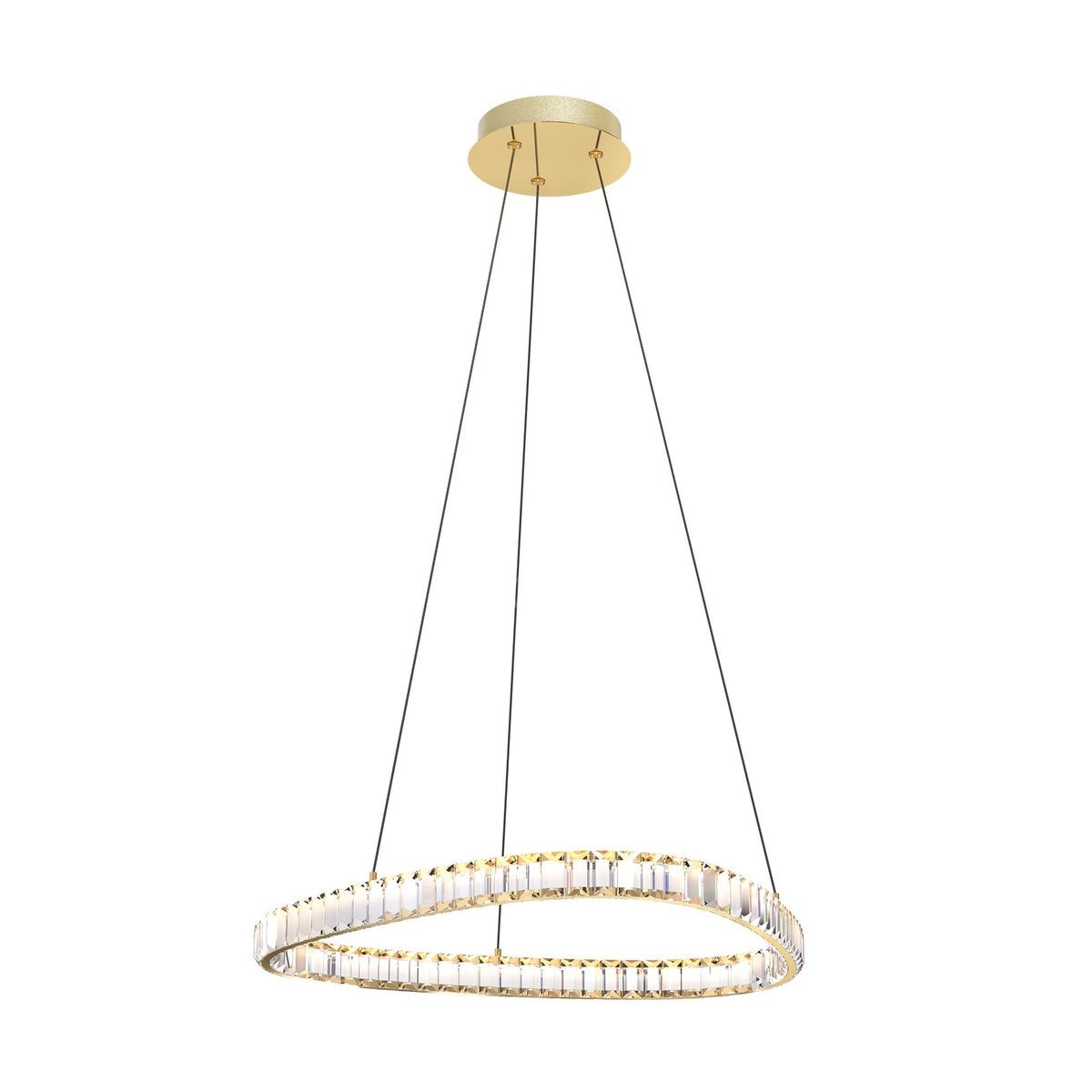 Lustra LED Suspendata Athesa Crystal Gold Premium Echivalent 300W Telecomanda