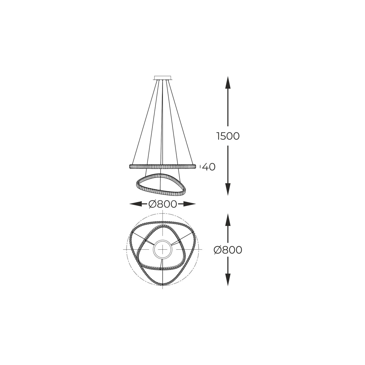 Lustra LED Suspendata Athesa Double Crystal Gold Premium Echivalent 450W Telecomanda