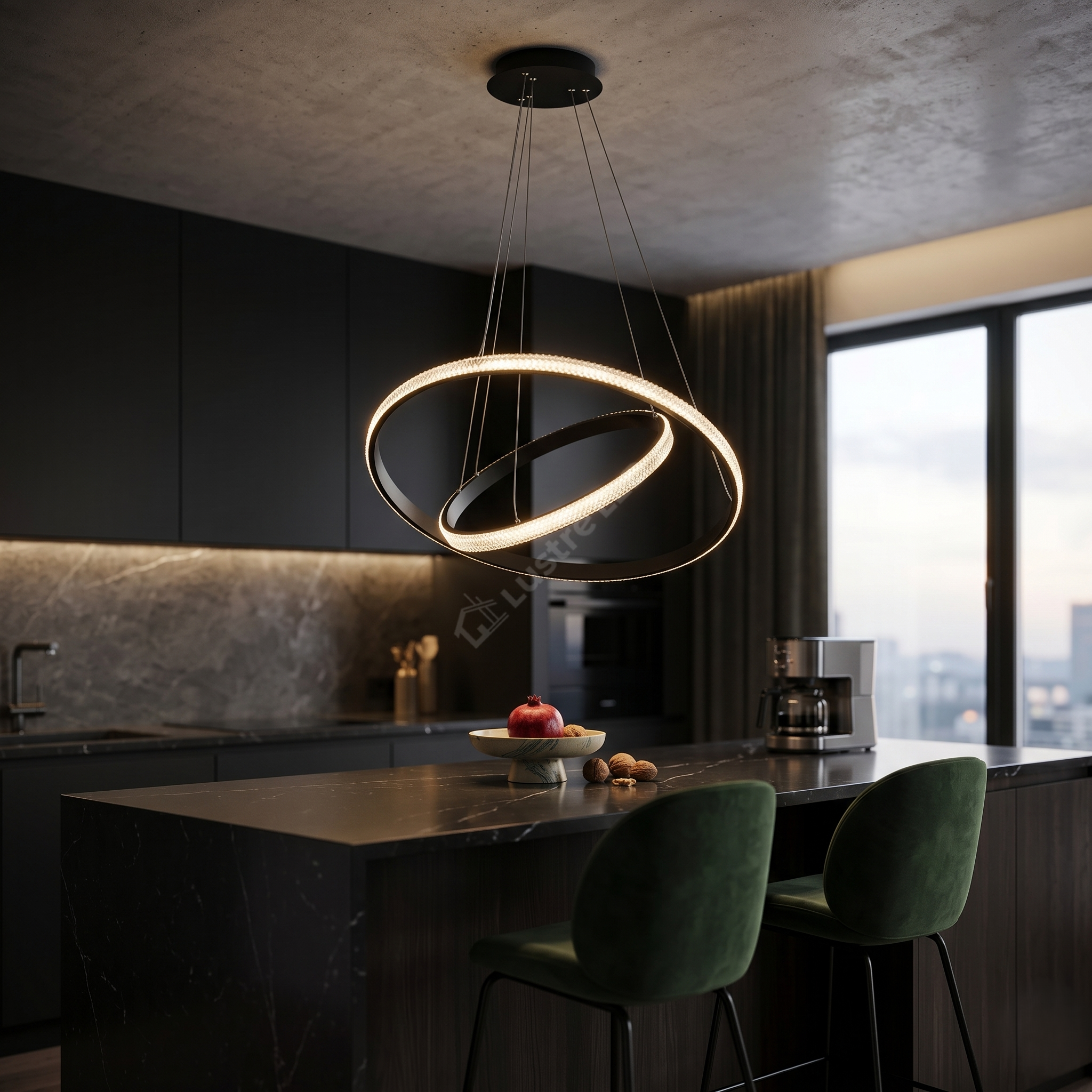 Lustra LED Suspendata Black ZELA 2 Segmente Echivalent 400W