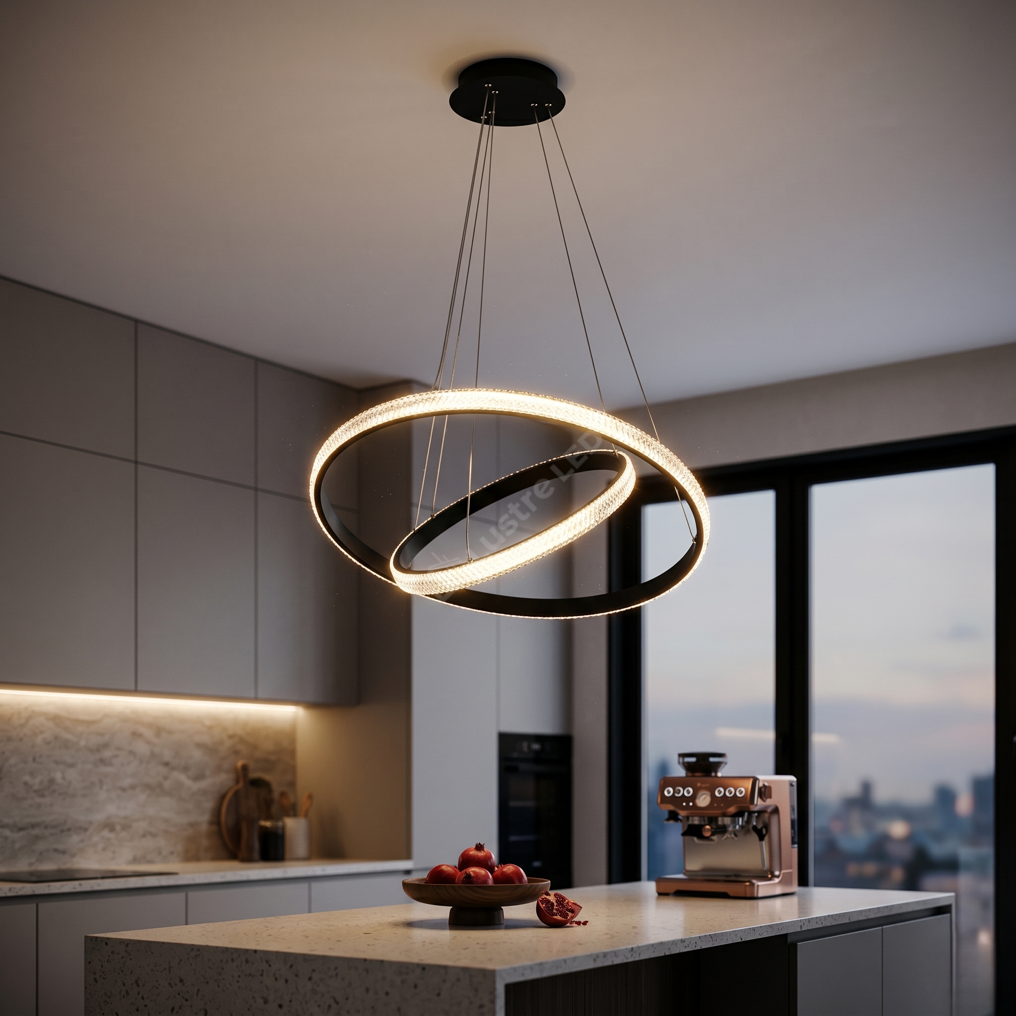 Lustra LED Suspendata Black ZELA 2 Segmente Echivalent 400W