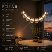 Lustra LED Suspendata Bolla II Silver Smoked Premium Echivalent 350W