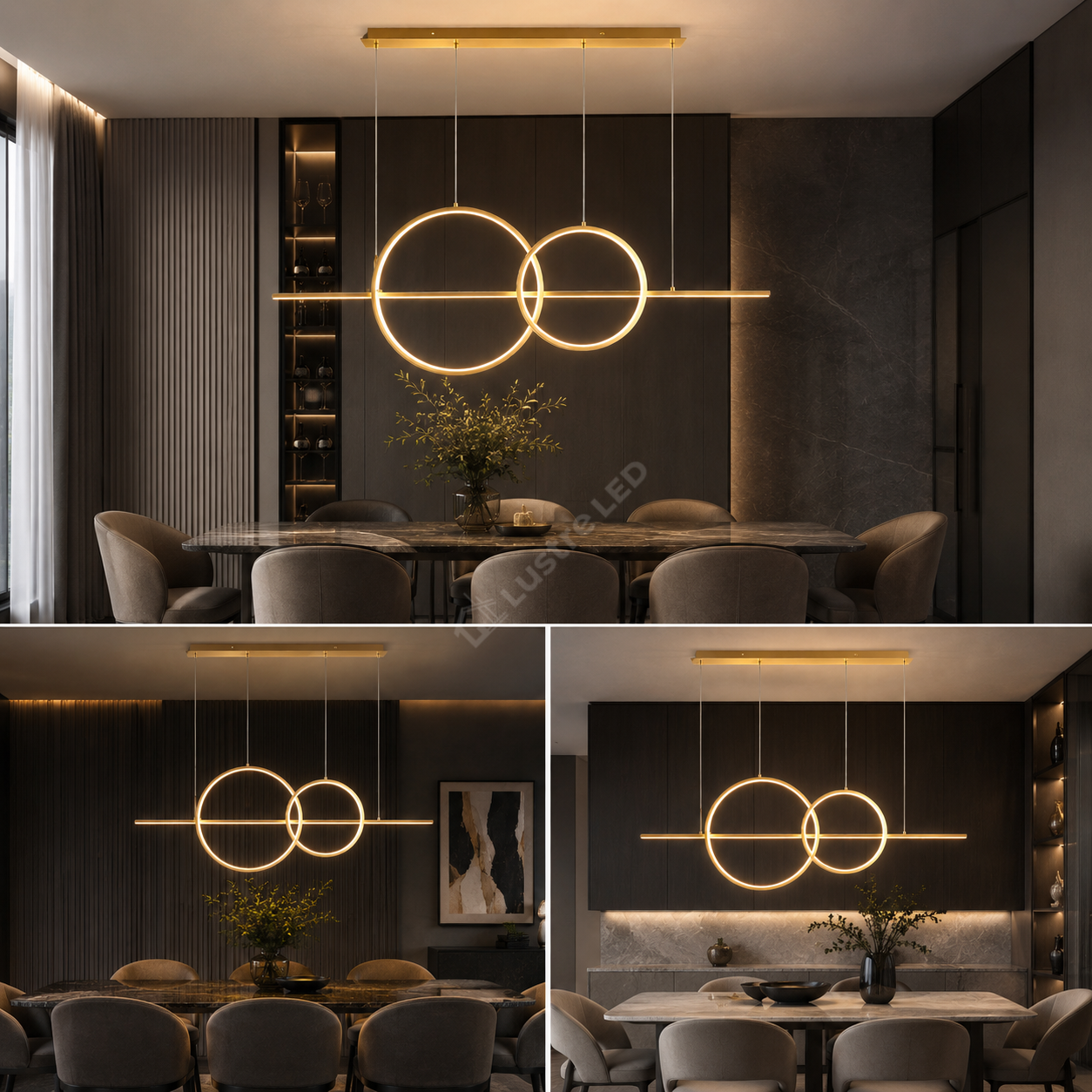 Lustra LED Suspendata CHOLET Gold 110CM Echivalent 250W