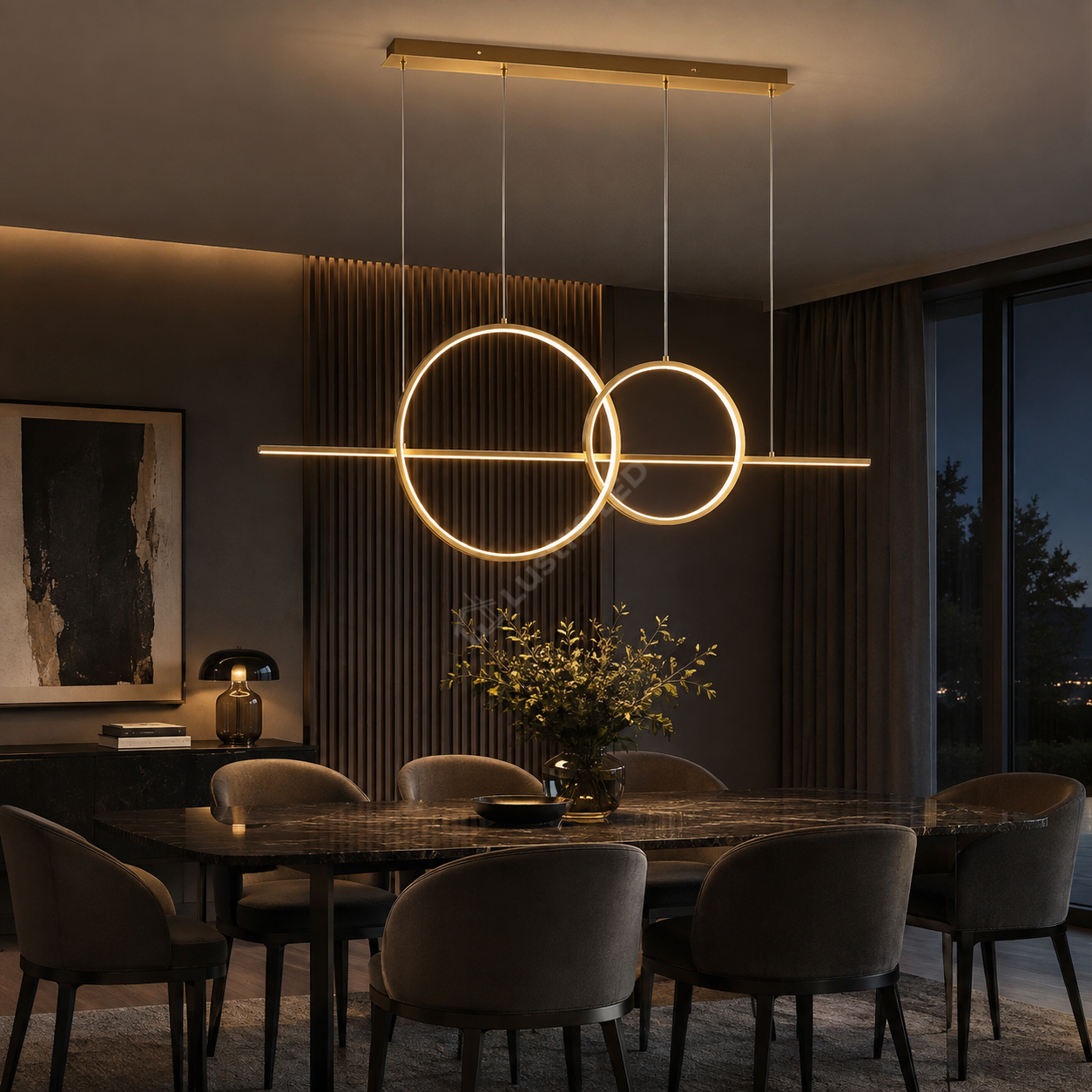 Lustra LED Suspendata CHOLET Gold 110CM Echivalent 250W