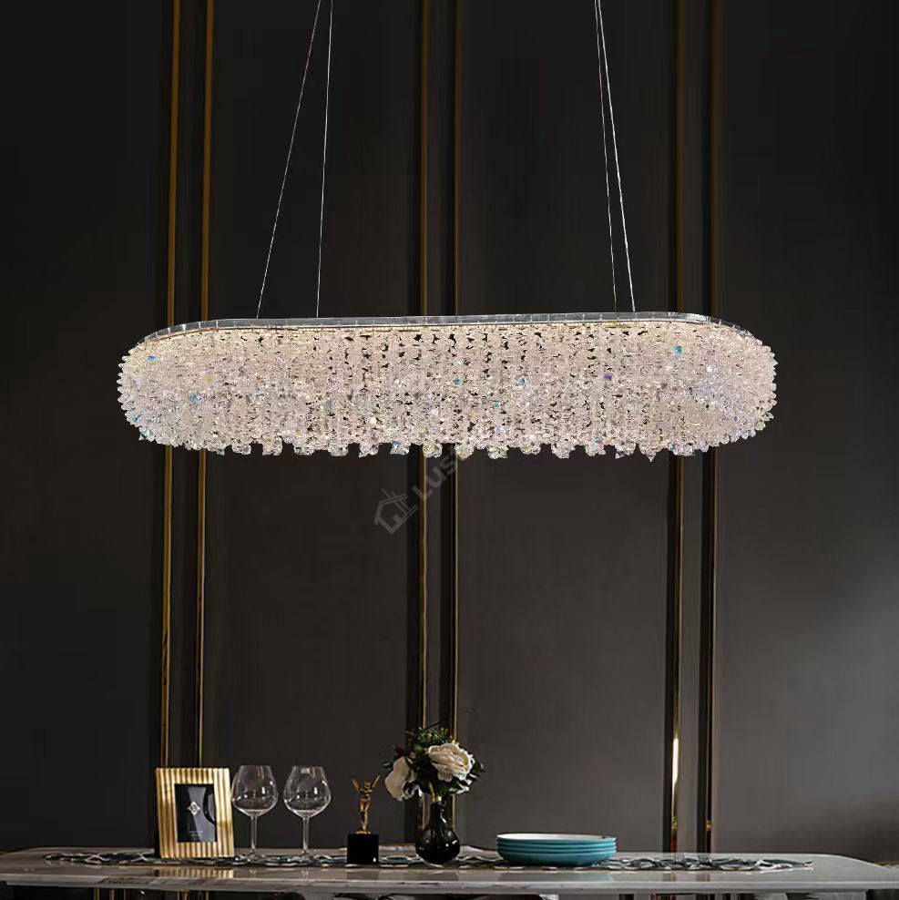 Lustra LED Suspendata 100W Chrome Crystal Sponge 80x30cm CRISTAL / AURIE Ceiling Light Fixtures