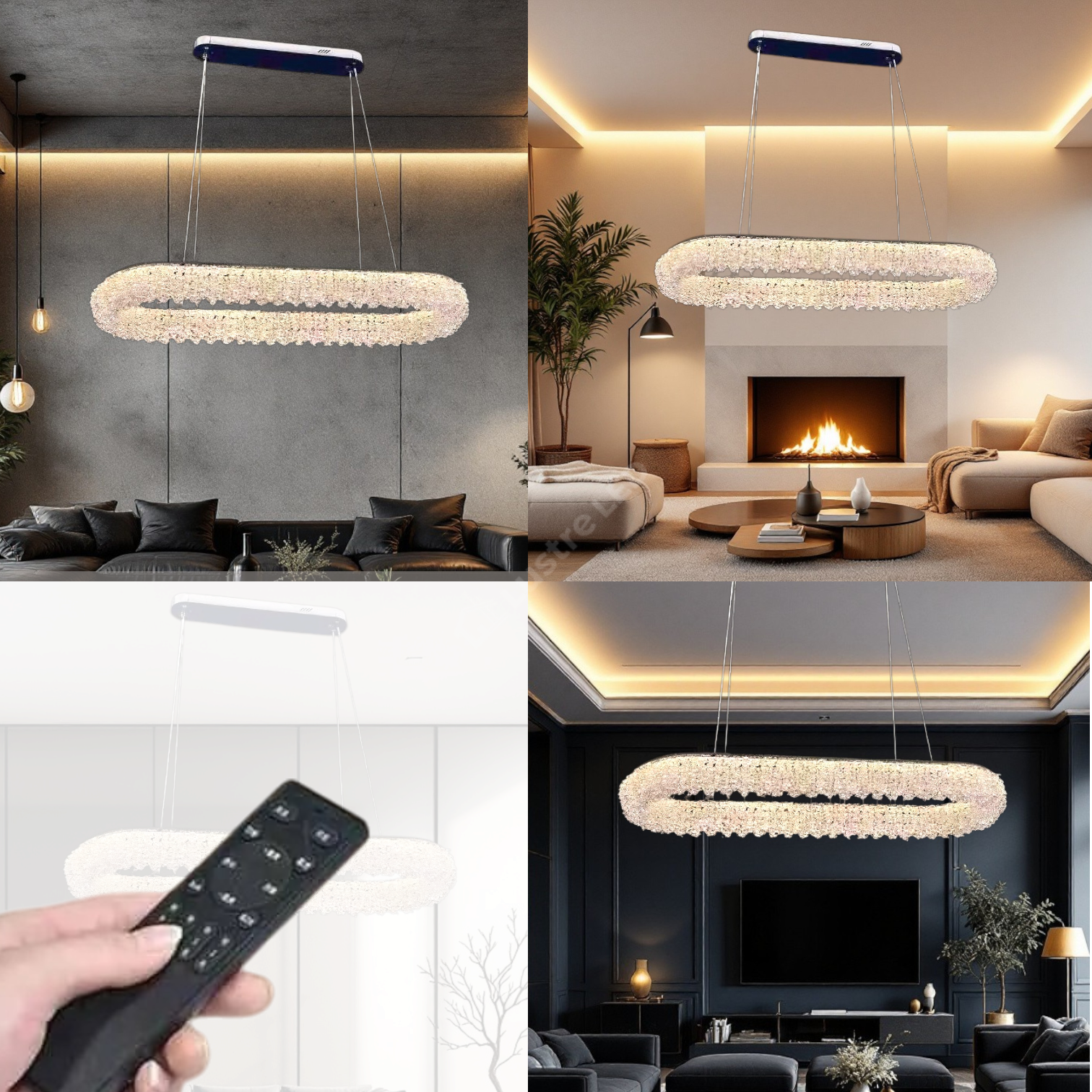 Lustra LED Suspendata 100W Chrome Crystal Sponge 80x30cm CRISTAL / AURIE Ceiling Light Fixtures