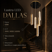 Lustra LED Suspendata DALLAS Gold 120W CCT Telecomanda Echivalent 600W