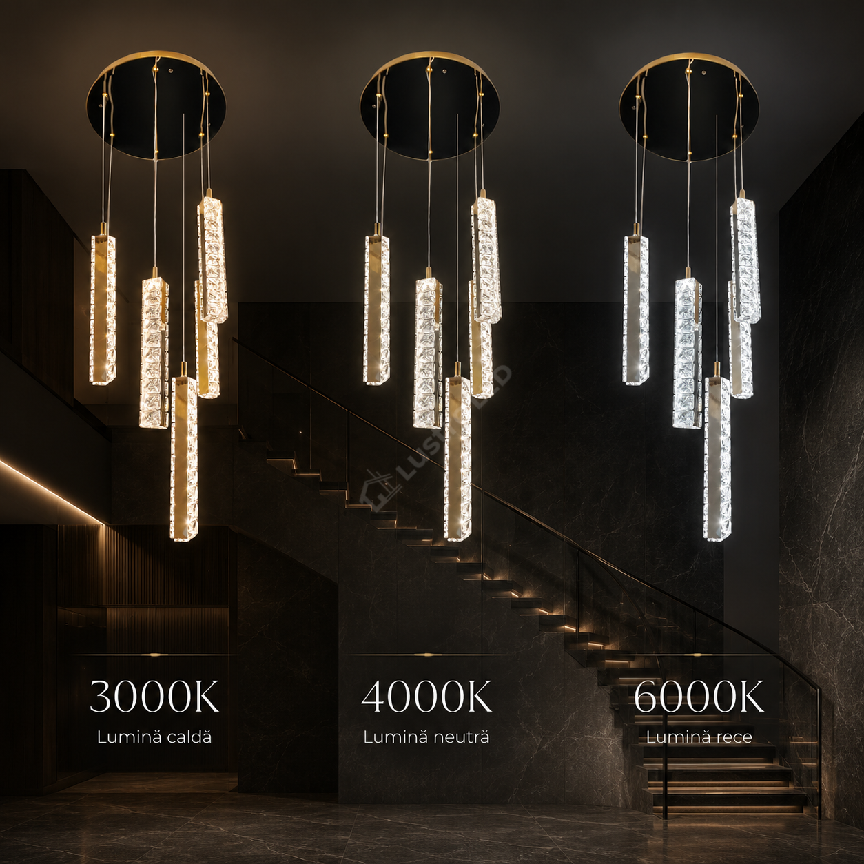Lustra LED Suspendata DALLAS Gold 120W CCT Telecomanda Echivalent 600W