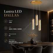 Lustra LED Suspendata DALLAS Gold 72W CCT Telecomanda Echivalent 360W