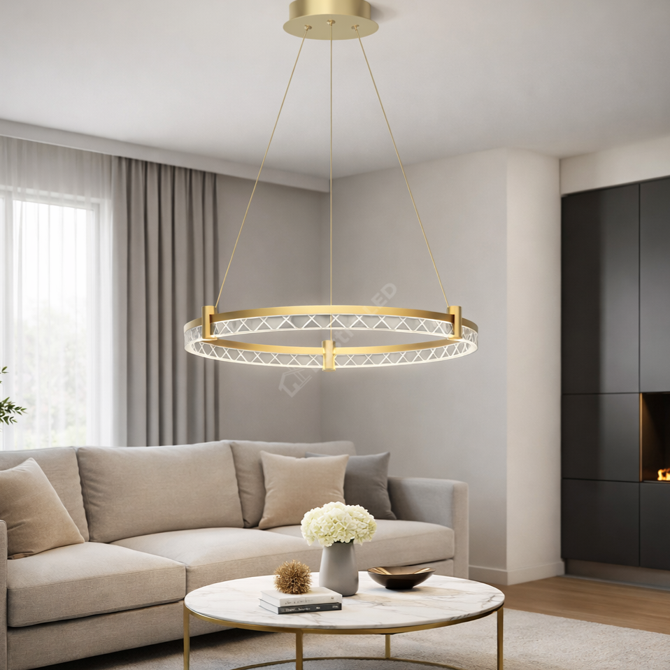 Lustra LED Suspendata Elegance Gold Premium Echivalent 250W