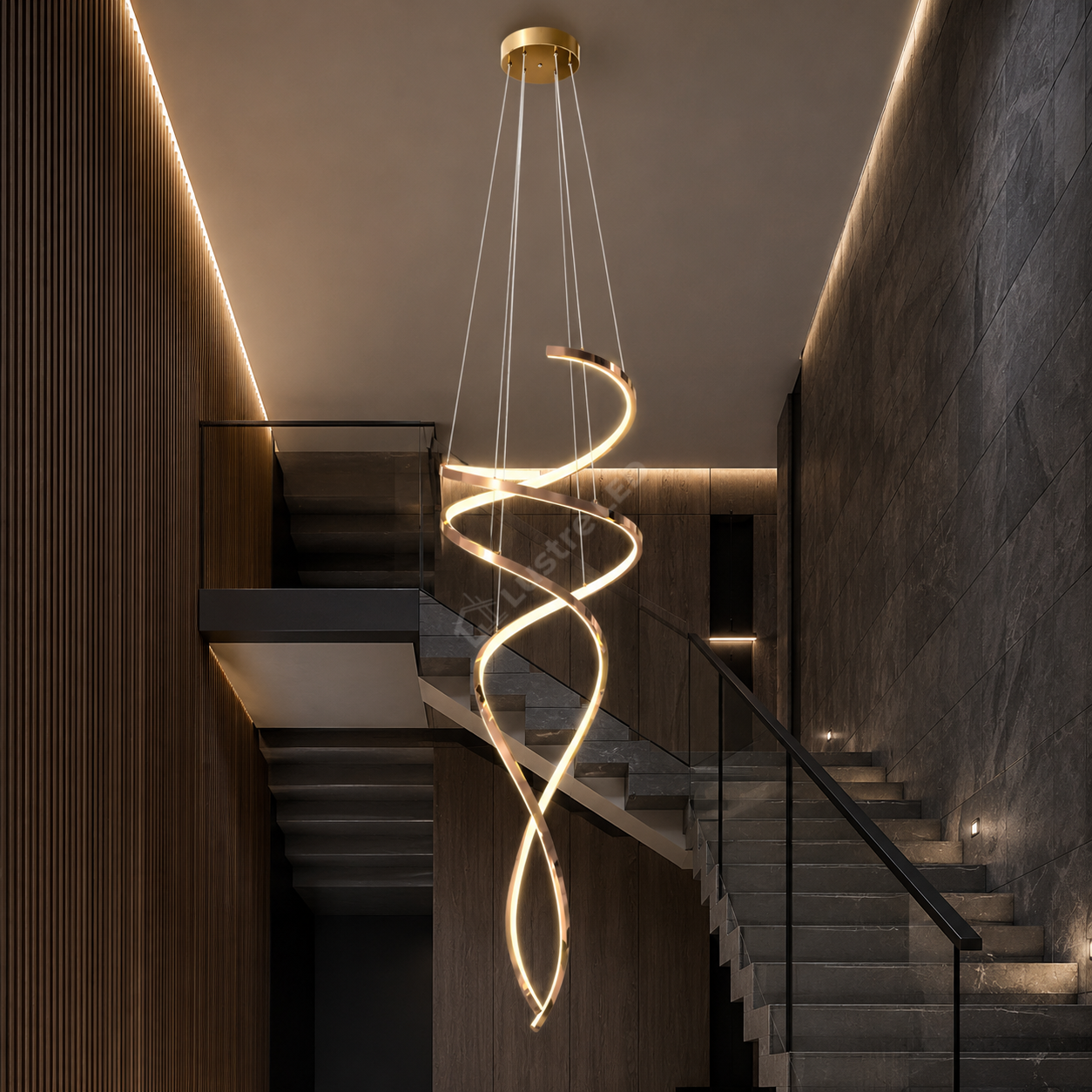 Lustra LED Suspendata ELISIR Gold Telecomanda 53CM Echivalent 350W