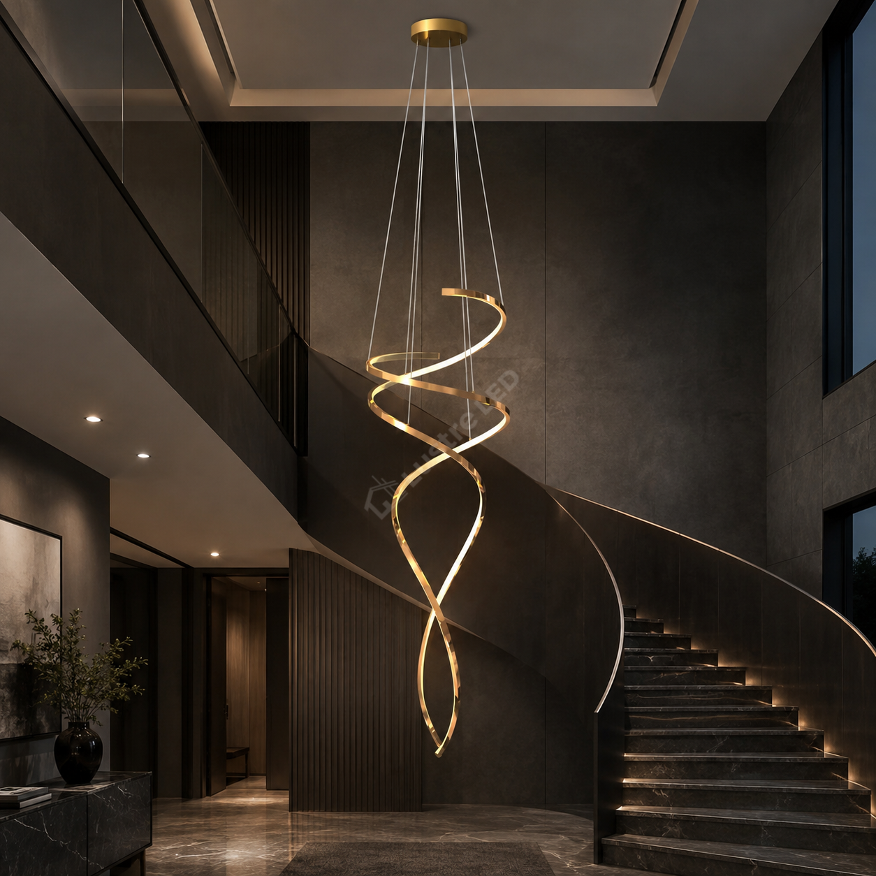 Lustra LED Suspendata ELISIR Gold Telecomanda 53CM Echivalent 350W