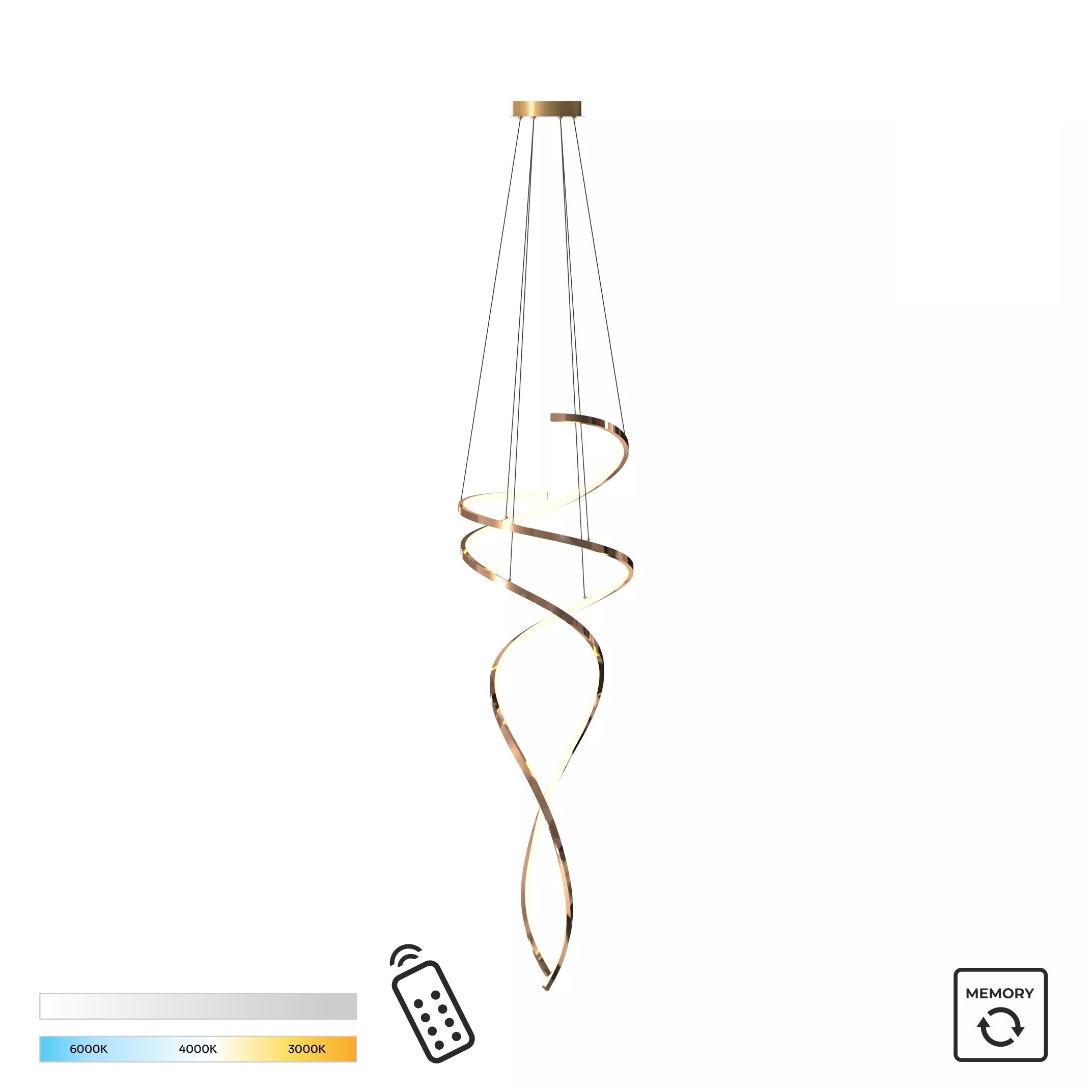 Lustra LED Suspendata ELISIR Gold Telecomanda 53CM Echivalent 350W