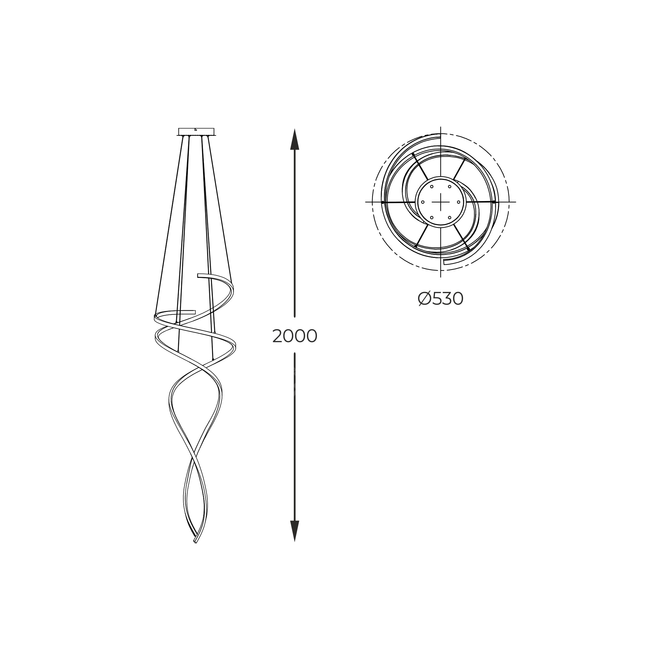 Lustra LED Suspendata ELISIR Gold Telecomanda 53CM Echivalent 350W