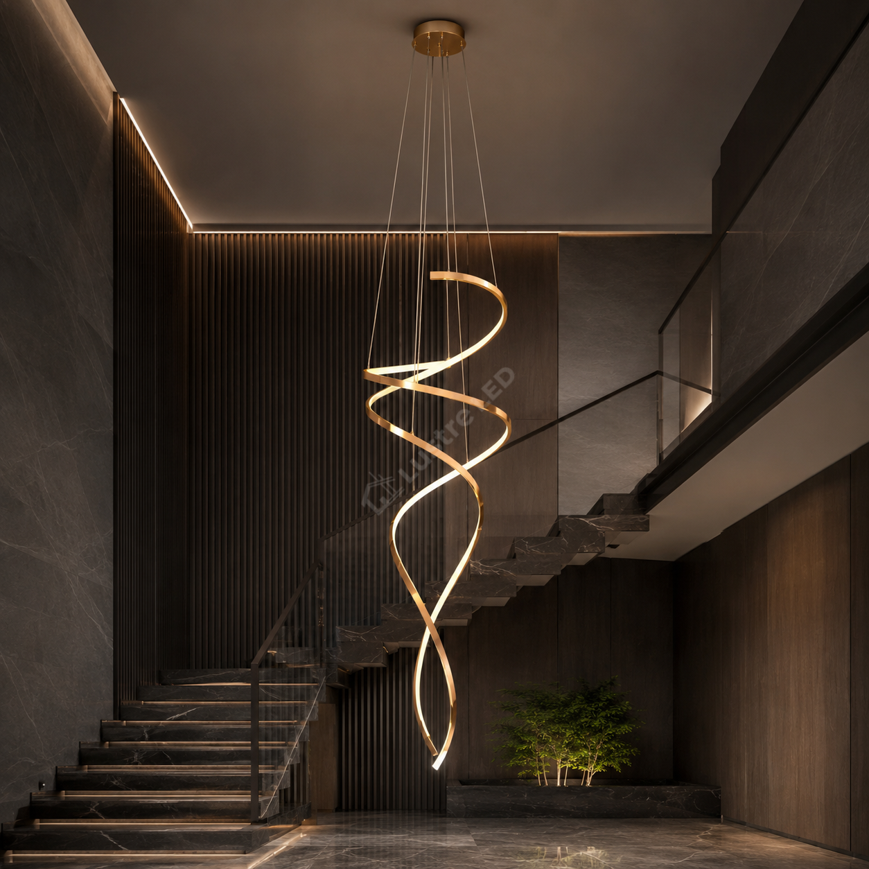Lustra LED Suspendata ELISIR Gold Telecomanda 53CM Echivalent 350W
