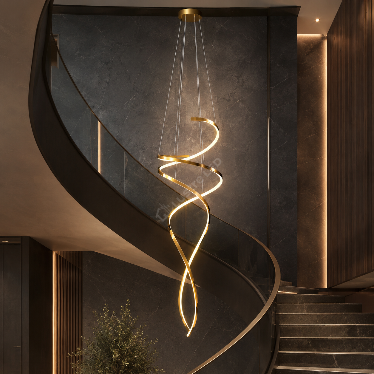Lustra LED Suspendata ELISIR Gold Telecomanda 53CM Echivalent 350W