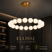 Lustra LED Suspendata ELLISSE Gold 14 Bile Ø60CM Echivalent 165W Telecomanda