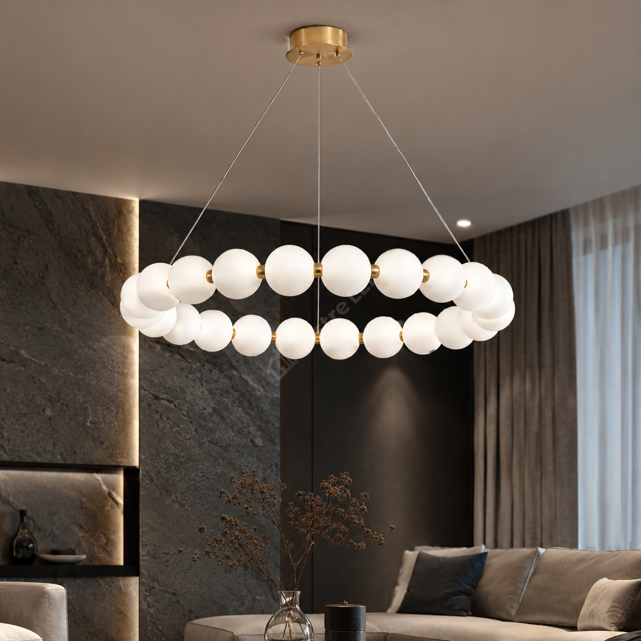 Lustra LED Suspendata ELLISSE Gold 14 Bile Ø60CM Echivalent 165W Telecomanda