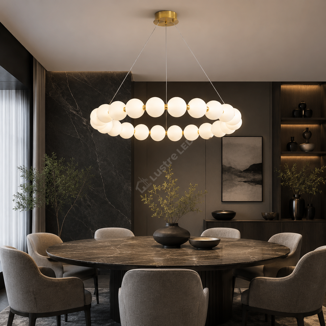 Lustra LED Suspendata ELLISSE Gold 14 Bile Ø60CM Echivalent 165W Telecomanda