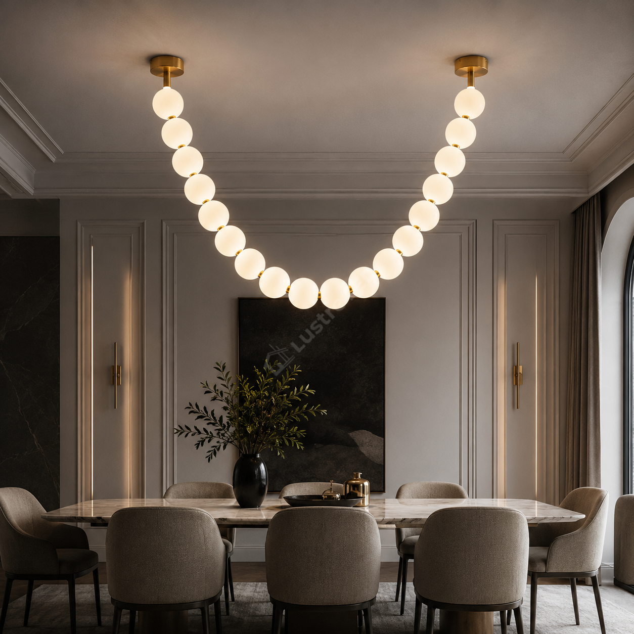 Lustra LED Suspendata ELLISSE Gold 18 Globuri 210CM Echivalent 450W Telecomanda