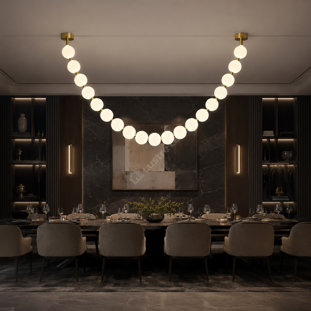 Lustra LED Suspendata ELLISSE Gold 25 Globuri 290CM Echivalent 620W Telecomanda
