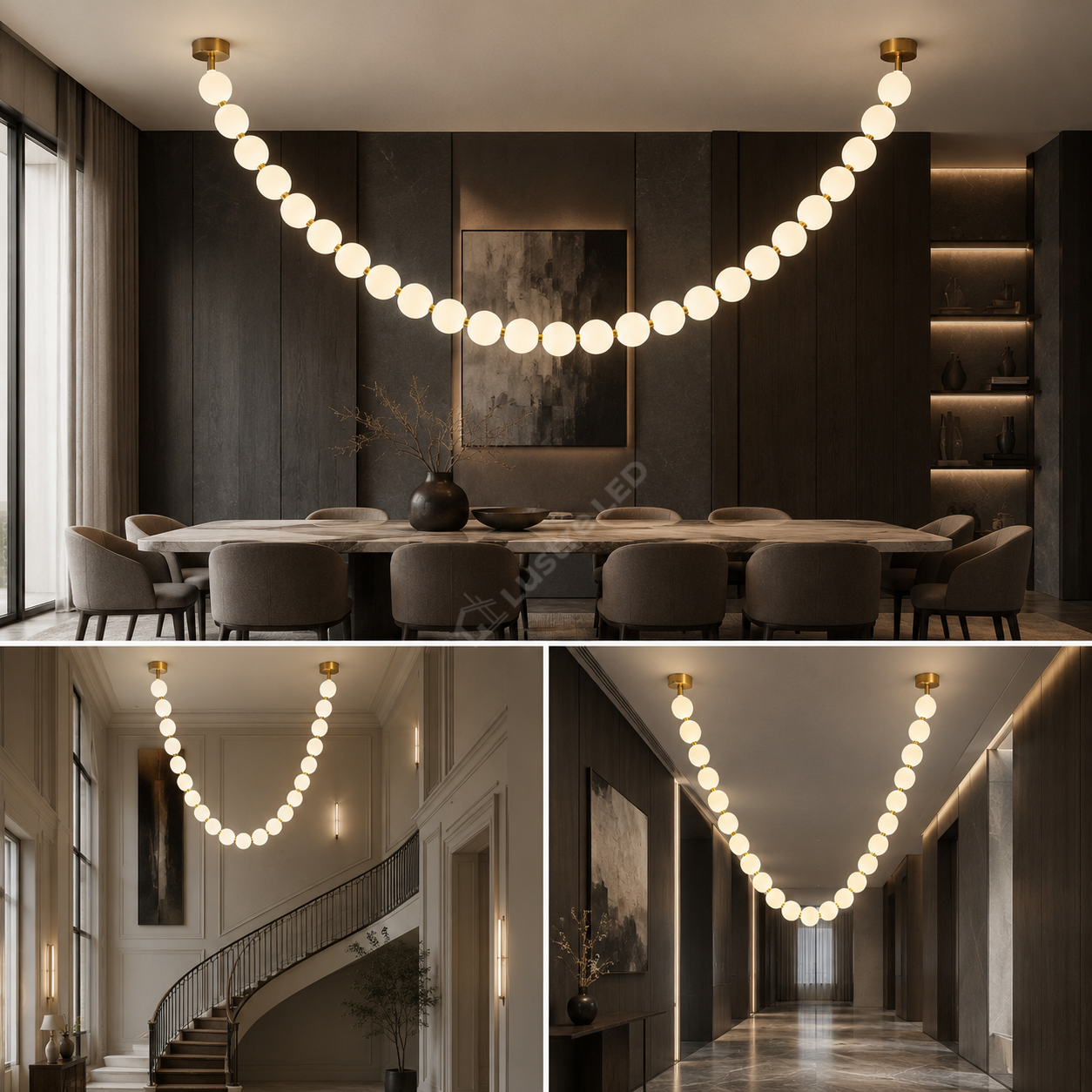 Lustra LED Suspendata ELLISSE Gold 25 Globuri 290CM Echivalent 620W Telecomanda