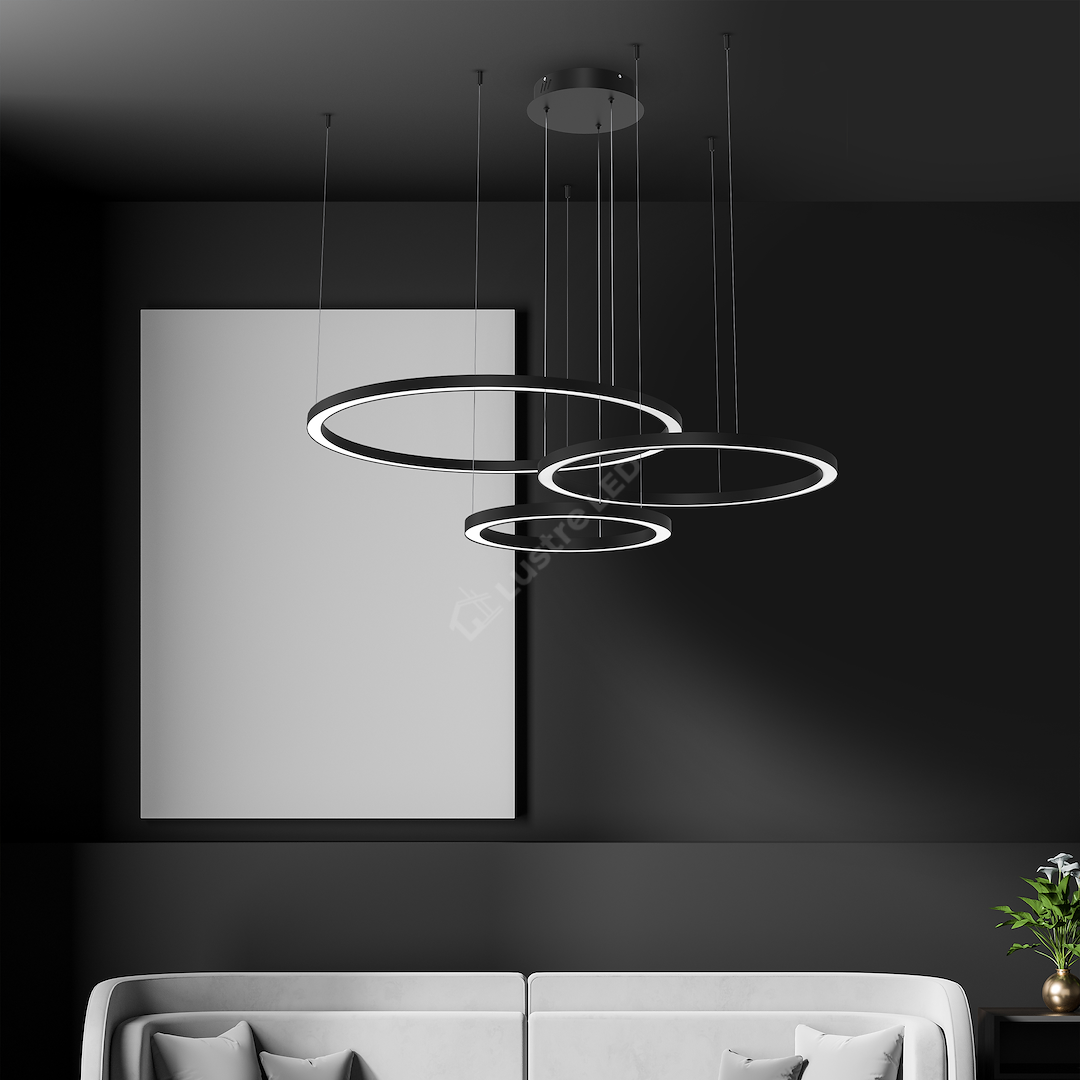 Lustra LED Suspendata Galaxia Black Premium 3500K Echivalent 500W