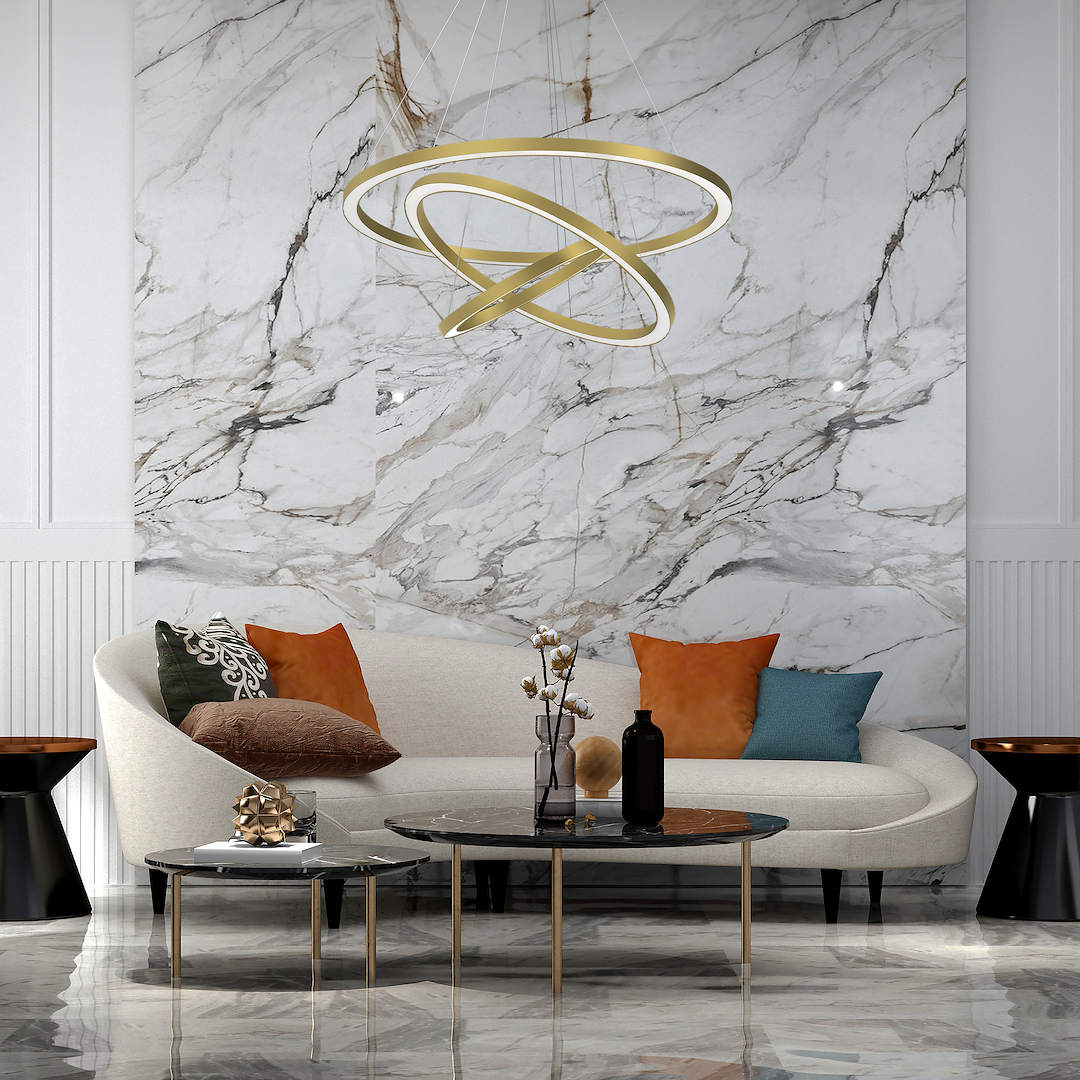 Lustra LED Suspendata Galaxia Gold Premium 3500K Echivalent 500W
