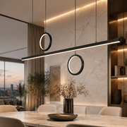 Lustra LED Suspendata GEMINI Black Liniara 120CM Echivalent 260W Telecomanda