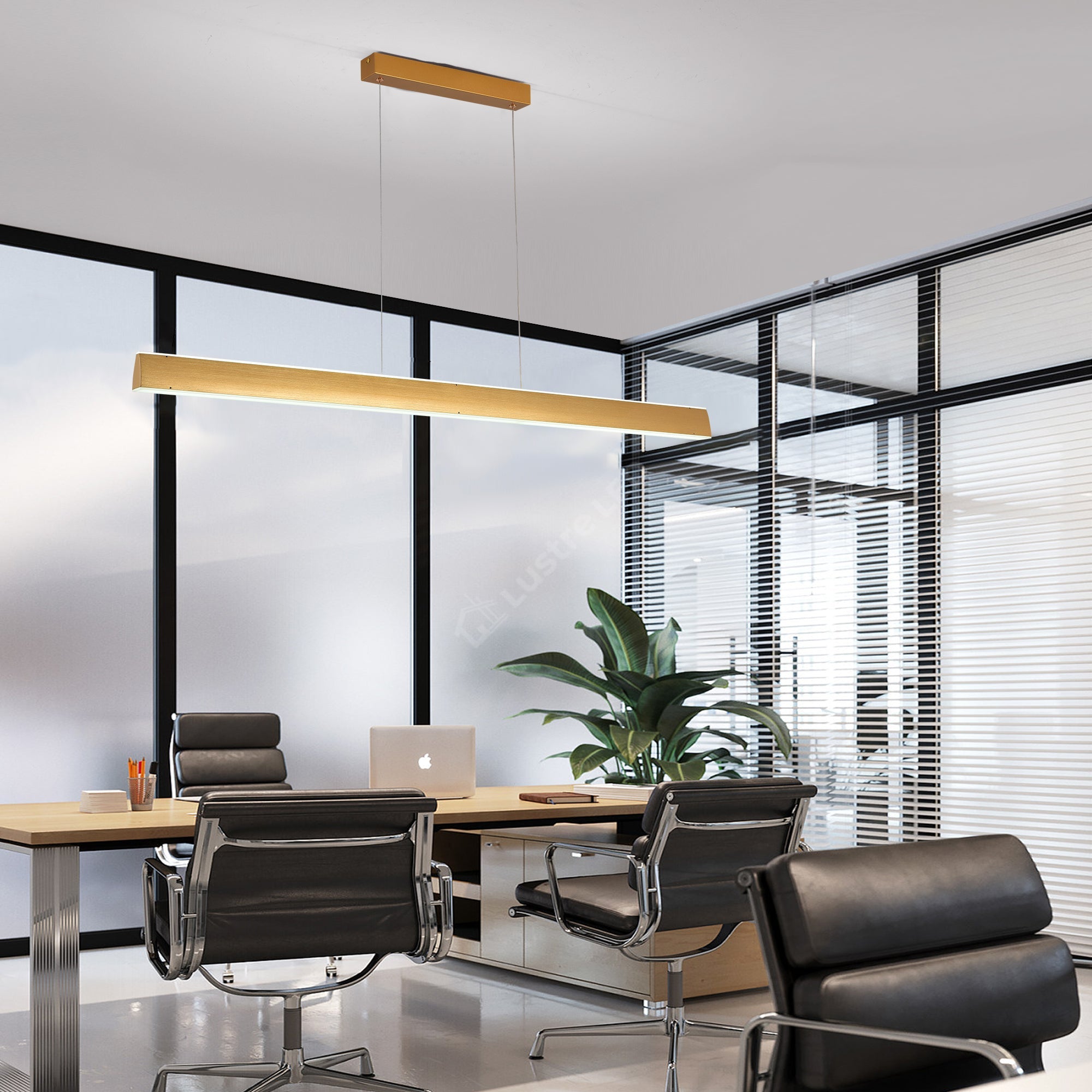 Lustra LED Suspendata Gold 120cm Liniara Echivalent 400W Telecomanda